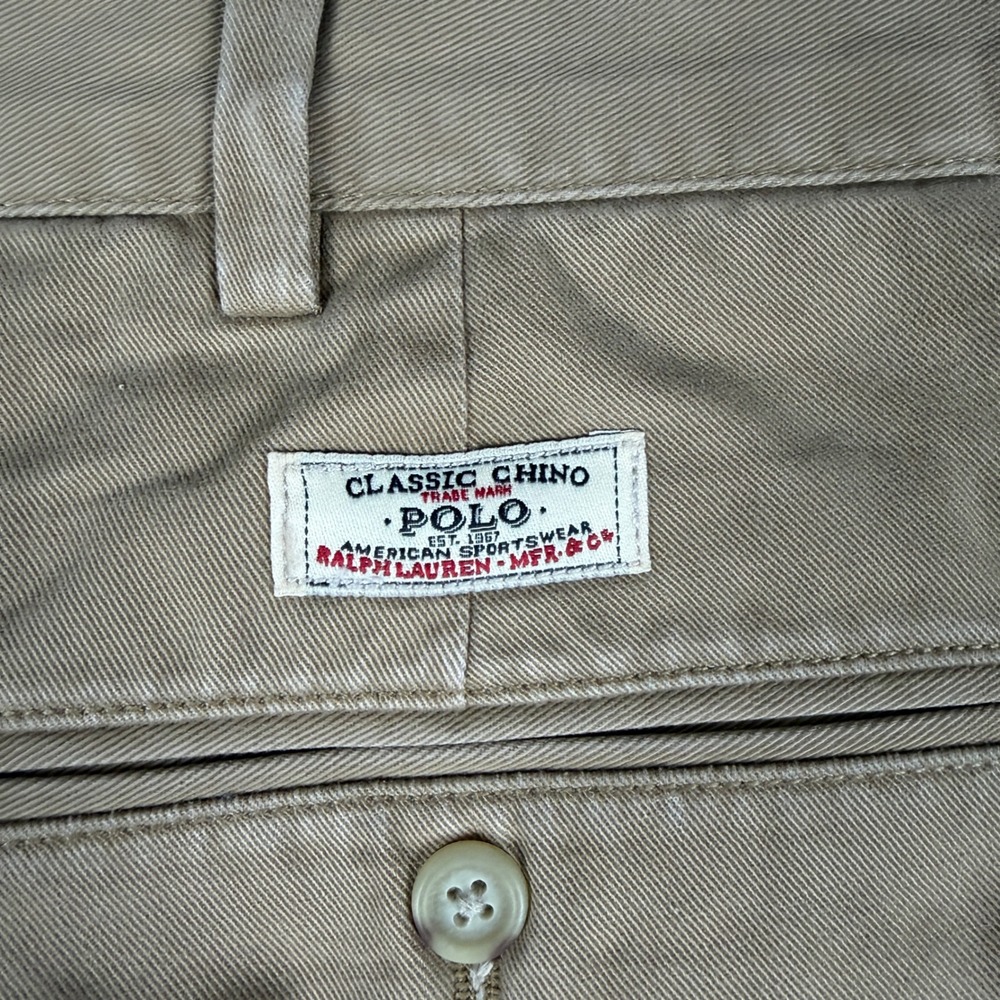 Polo Ralph Lauren Mens Khaki Chino Pants 100% Cotton Straight Leg 40x32 Brown - Picture 10 of 10